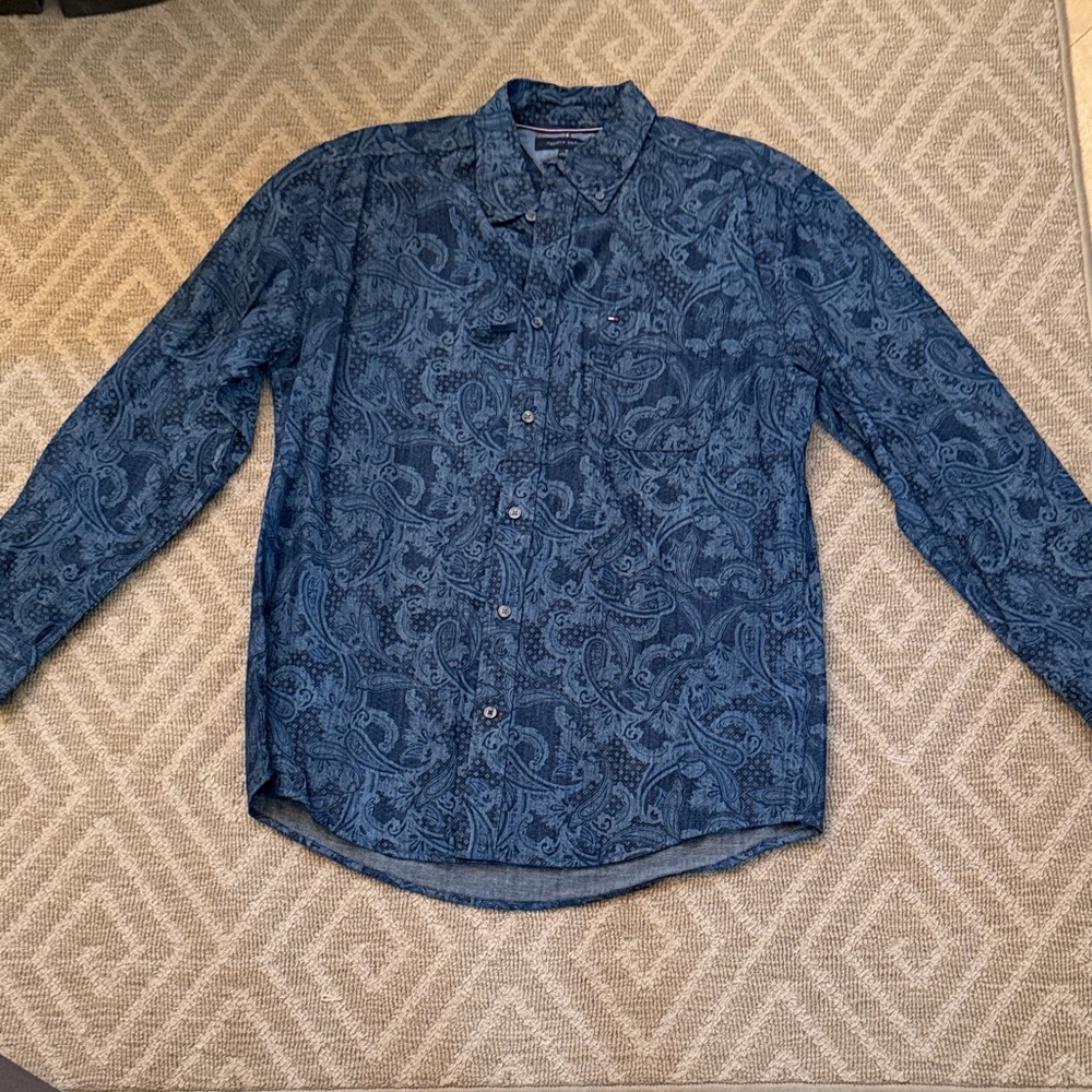 Tommy Hilfiger Blue Paisley Button-Down Shirt